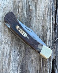 BUCK 110 LEROY REMER & WBC ** WENGE WOOD TURKEY FEATHER BRASS NAPPED BOLSTERS RRR KNIVES #10