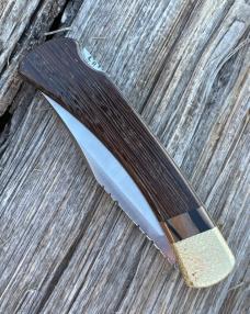 BUCK 110 LEROY REMER & WBC ** WENGE WOOD TURKEY FEATHER BRASS NAPPED BOLSTERS RRR KNIVES #10