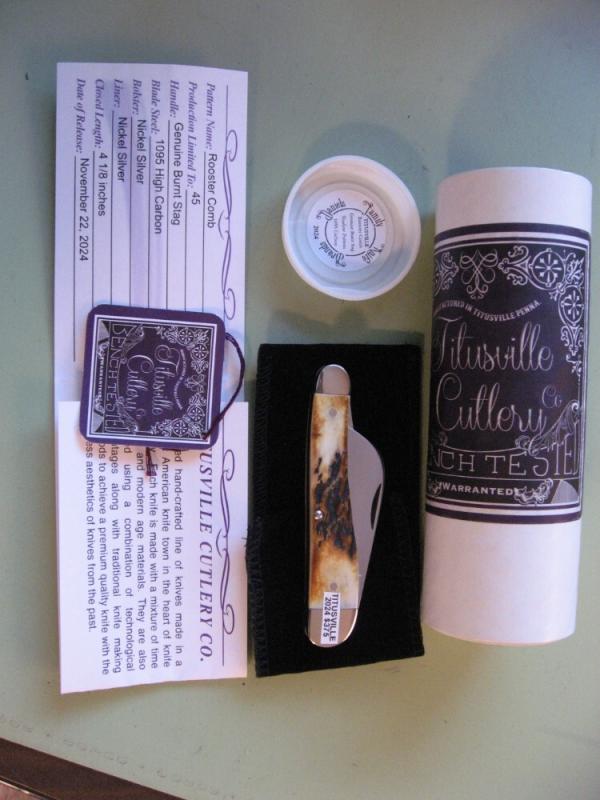   DANIELS FAMILY KNIFE BRANDS-TITUSVILLE CUTLERY-ROOSTER COMB-BURNT STAG #3