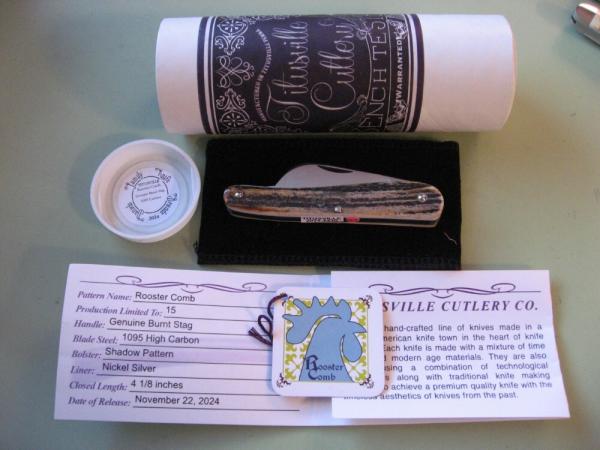   DANIELS FAMILY KNIFE BRANDS-TITUSVILLE CUTLERY-ROOSTER COMB-BURNT STAG SHADOW #1