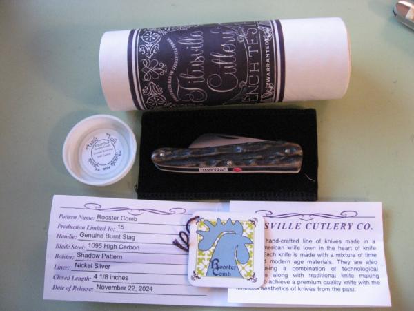   DANIELS FAMILY KNIFE BRANDS-TITUSVILLE CUTLERY-ROOSTER COMB-BURNT STAG SHADOW #2