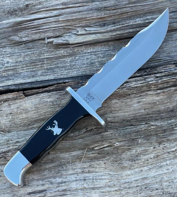 BUCK 124 FRONTIERSMAN LEROY REMER & WBC ** BUFFALO HORN W/NICKEL SILVER DEER INLAY RRR KNIVES #11 BUCK 124 FRONTIERSMAN LEROY REMER & WBC ** BUFFALO HORN W/NICKEL SILVER DEER INLAY RRR KNIVES #11