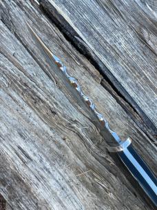 BUCK 124 FRONTIERSMAN LEROY REMER & WBC ** BUFFALO HORN W/NICKEL SILVER DEER INLAY RRR KNIVES #11