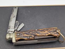 Rare Sheffield Chas Clements Stag Handle Farriers Knife 