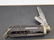 Rare Sheffield Chas Clements Stag Handle Farriers Knife 
