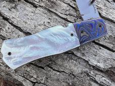 VINCENZO BALISTRERI CUSTOM MOTHER OF PEARL TIMASCUS BOLSTER DAGGER SLIP-JOINT