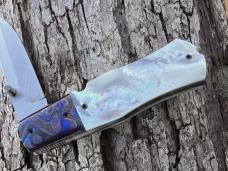 VINCENZO BALISTRERI CUSTOM MOTHER OF PEARL TIMASCUS BOLSTER DAGGER SLIP-JOINT