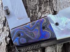 VINCENZO BALISTRERI CUSTOM MOTHER OF PEARL TIMASCUS BOLSTER DAGGER SLIP-JOINT