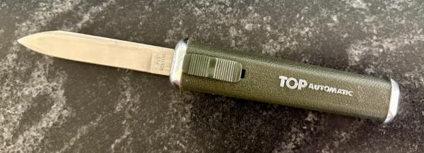 Ferdinand Everts & Son (FES) Top Automatic Out The Front (OTF) Switchblade Knife, OD Green, Unused