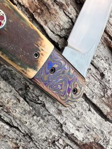 VINCENZO BALISTRERI CUSTOM MAMMOTH IVORY T-MASCUS BOLSTERS TITANIUM LINERS FLIPPER LINER-LOCK KNIFE