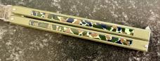 Vintage Parker Balisong Butterfly Knife, OD Green and Camo Handle, Japan, Unused