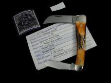 Titusville Cutlery Genuine Burnt Stag Rooster Comb Farmer Knife Super Rare 1 of 45 COA USA Made 2024