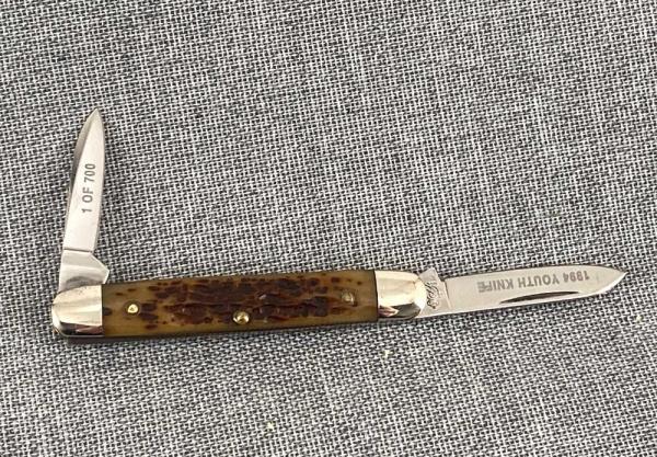Queen Cutlery – Small Senator – Peachseed Bone – PROTOTYPE NKCA Youth Knife