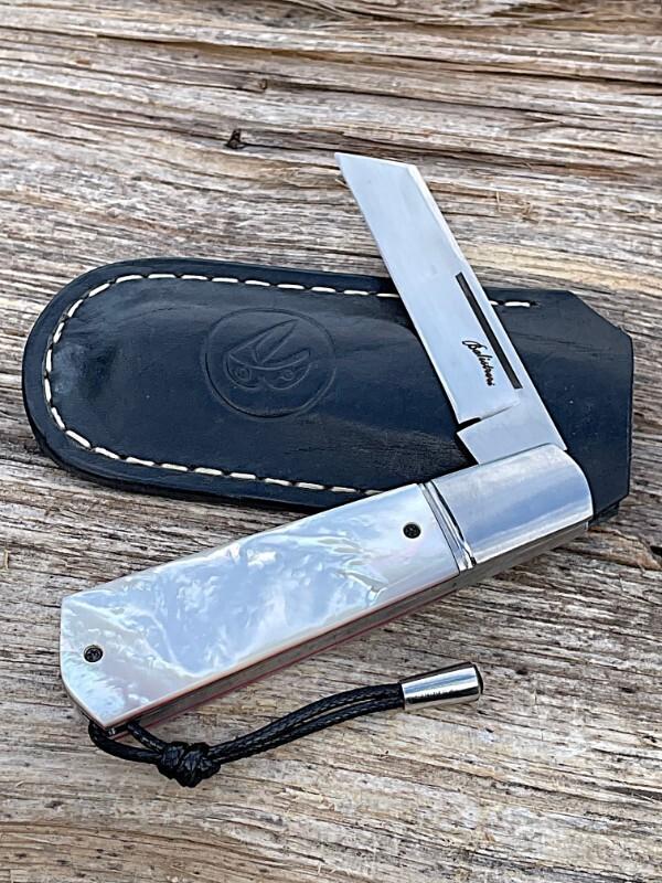 VINCENZO BALISTRERI CUSTOM MOTHER OF PEARL WHITE WOLF SLIP-JOINT