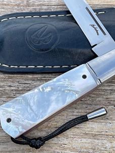 VINCENZO BALISTRERI CUSTOM MOTHER OF PEARL WHITE WOLF SLIP-JOINT