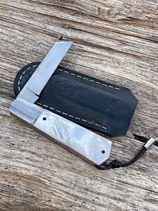 VINCENZO BALISTRERI CUSTOM MOTHER OF PEARL WHITE WOLF SLIP-JOINT