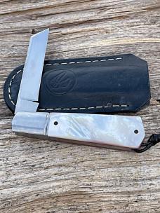 VINCENZO BALISTRERI CUSTOM MOTHER OF PEARL WHITE WOLF SLIP-JOINT