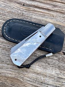 VINCENZO BALISTRERI CUSTOM MOTHER OF PEARL WHITE WOLF SLIP-JOINT