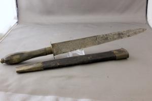 Unidentified Maker of This Engraved Dagger with Original Sheath, Old Knife, Free Shipping 