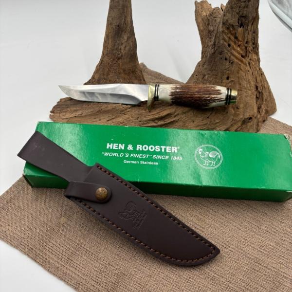 Hen & Rooster HR-4801 Deer Stag Fixed 10.25" Bowie Hunter Knife Spain w/sheath