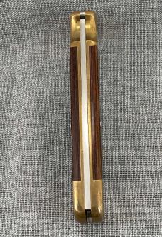 Buck 110 Lockback – Rosewood & Brass – 2010 with Brown Leather Sheath