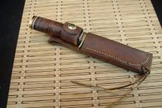 SCHRADE U.S.A. 497 "GOLD RUSH" 49'ER VINTAGE HIGH CARBON STEEL FIXED BLADE HUNTING KNIFE & SHEATH