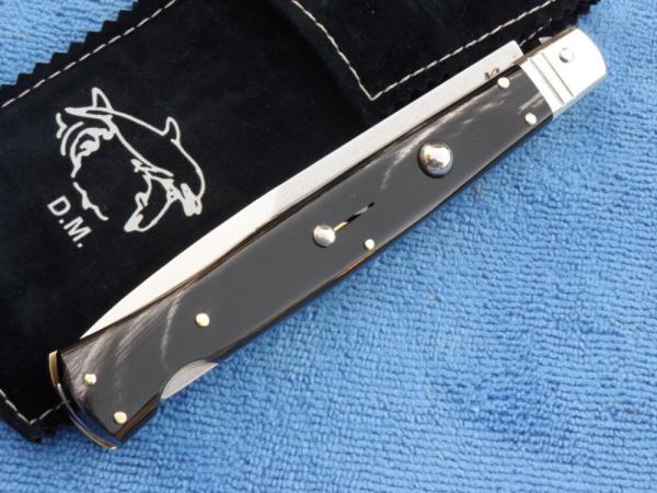 New 11" 5mm D & M Italian Switchblade Black horn Handles LE only 80 made II New 11" 5mm D & M Italian Switchblade Black horn Handles LE only 80 made II