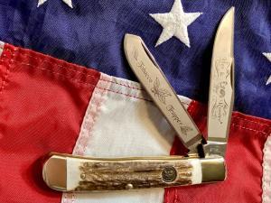 Hen & Rooster -Tobacco Trapper (mdl# 312 DS/DH) w/ Stag Handles -NOS