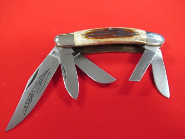 Parker Cut Co. Stag 5 Blade Sowbelly Model # M-105 Parker Cut Co. Stag 5 Blade Sowbelly Model # M-105
