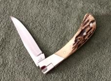 Custom J B Hodge Huntsville, AL Stag Pinch Lock Folding Knife