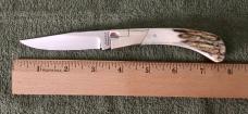 Custom J B Hodge Huntsville, AL Stag Pinch Lock Folding Knife