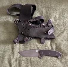 Robert Rhodes Bear Paw Forge Crucible Steel Tactical Knife & Custom Shoulder/Belt Sheath Mint