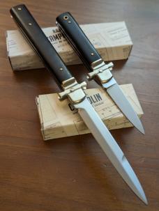 DUO OF AGA CAMPOLIN EBONY WOOD DOMINUS 23CM-9" BAYONET AND MINI DOMINUS 15CM-6 INCH AUTO..NIB