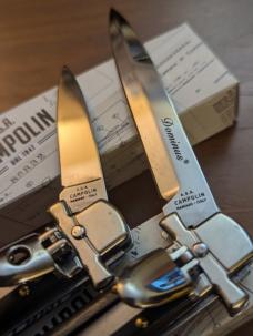 DUO OF AGA CAMPOLIN EBONY WOOD DOMINUS 23CM-9" BAYONET AND MINI DOMINUS 15CM-6 INCH AUTO..NIB