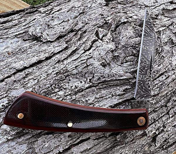 JEFF PEARCE CUSTOM CHAD NICHOLS DAMASCUS TALON *RARE* WESTINGHOUSE RED PAPER LINEN MICARTA