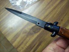 Vintage Frank Beltrame Italian 9 Inch Stiletto Automatic W/Black Blade Exotic Hardwood UNUSED!