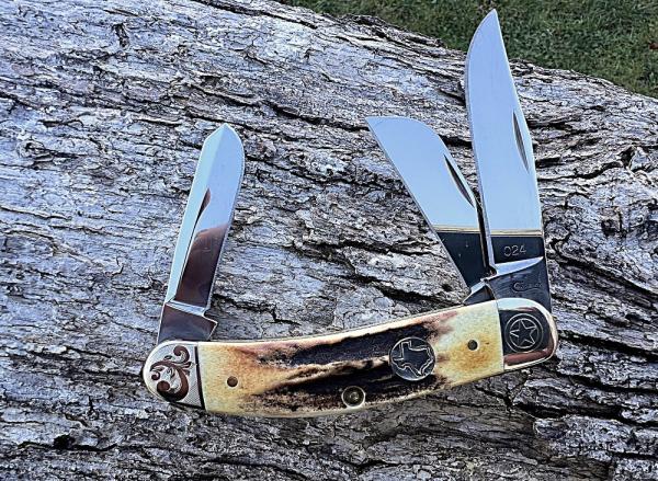 CASE XX 2012 SFO STAG TX SHIELD SCROLLED & NUMBERED SOWBELLY
