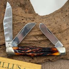 Camillus 89 Sword Brand Knife USA Imitation Stag Premium 3 blade Stockman w box