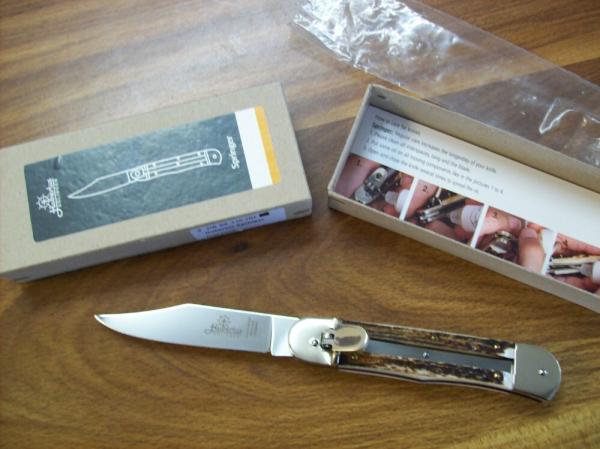 Hubertus Knife Solingen, Germany Large Size 11 Clip-Point Blade Genuine Stag/Antler NIB Hubertus Knife Solingen, Germany Large Size 11 Clip-Point Blade Genuine Stag/Antler NIB