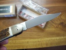 Hubertus Knife Solingen, Germany Large Size 11 Clip-Point Blade Genuine Stag/Antler NIB