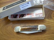 Hubertus Knife Solingen, Germany Large Size 11 Clip-Point Blade Genuine Stag/Antler NIB