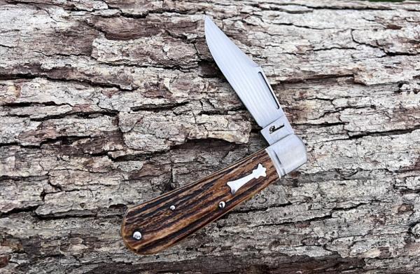 BENINI-FACAS CUSTOM CPM 154 BLADE STEEL STAG HANDLE CLIP POINT SLIPJOINT FOLDER **VERY NICE BUILD**