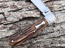 BENINI-FACAS CUSTOM CPM 154 BLADE STEEL STAG HANDLE CLIP POINT SLIPJOINT FOLDER **VERY NICE BUILD**