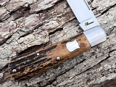 BENINI-FACAS CUSTOM CPM 154 BLADE STEEL STAG HANDLE WHARNCLIFFE SLIPJOINT FOLDER **VERY NICE BUILD**