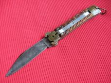 Vintage Japan Shell Puller Bone Switchblade Knife