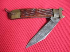 Vintage Japan Shell Puller Bone Switchblade Knife