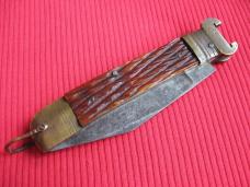 Vintage Japan Shell Puller Bone Switchblade Knife