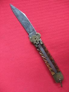 Vintage Japan Shell Puller Bone Switchblade Knife