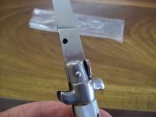 Vintage B Rostfrei Italian 8 Inch Stiletto Automatic W/White Acrylic handles Flat Ground UNUSED!