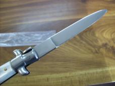 Vintage B Rostfrei Italian 8 Inch Stiletto Automatic W/White Acrylic handles Flat Ground UNUSED!